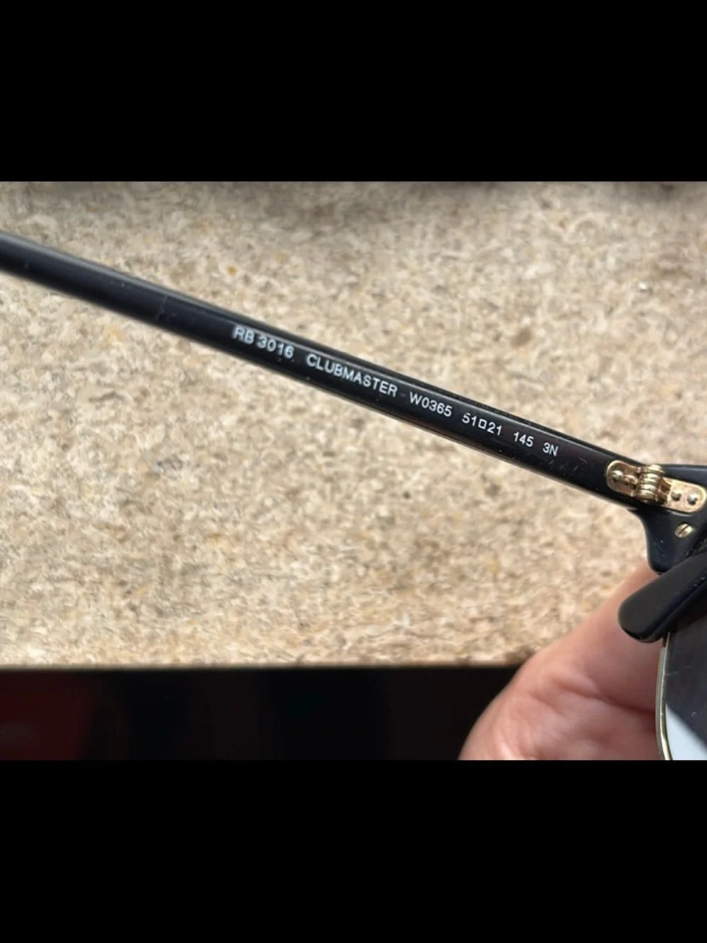 Ray-Ban Black & Gold Clubmaster Sunglasses with Dark Green Lenses